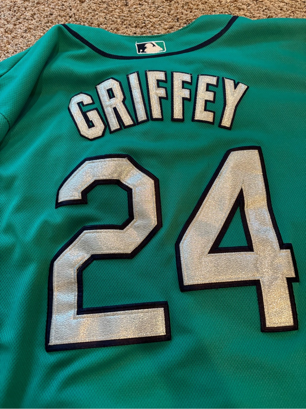 Seattle Mariners Majestic teal jersey- #24 Griffey - Picture 5 of 5